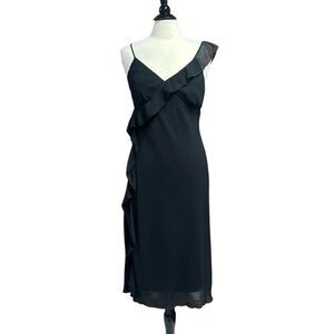 Believe Women’s Black Spaghetti Strap Ruffle Dress Size 8 NEW